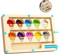 Montessori Games 2 3 4 Years,Montessori Magnetic Maze Game from Educational Game 2 3 4 Years,for Children Wooden Toy Colours and Numbers Educational Games Gift (Ice Cream)