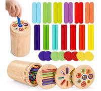 Montessori Games 3 in 1 Toy,Children's Toys 1 2 3 Years Old Wooden Educational Toy with Sensory Sorting Activities,Learning Colors Educational Game with Storage Bag