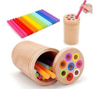Montessori Games Wooden Toy 1 2 3 Year Fine Motor Skills Educational Game for Learning to Count and Colors Birthday and Party Gifts for Children