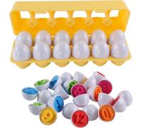 Montessori Gifts for Children 2 Years Assorted Eggs for Toddlers Recognition Fine Motor Skills Educational Toys for 1 2 3 4 Years Old with Yellow Storage Box (Reusable)