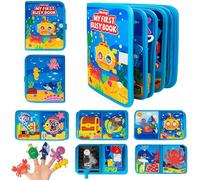 Montessori Interactive Activity Board Ocean Theme Educational Silent Sensory Book Felt Activity Board Montessori Suitcase for 1 2 3 4 Year Old Kids