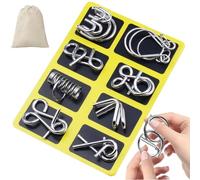 Montessori - Jeu de 24 pièces pour promouvoir la pensée spatiale, puzzles métalliques Brain Teaser - Jeu de puzzles en fil métallique - 24 pièces - Pour adultes - Jaune