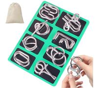 Montessori - Jeu de 24 pièces pour promouvoir la pensée spatiale, puzzles métalliques Brain Teaser - Jeu de puzzles en fil métallique - 24 pièces - Pour adultes - Vert