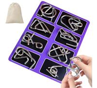 Montessori - Jeu de 24 pièces pour promouvoir la pensée spatiale, puzzles métalliques Brain Teaser - Jeu de puzzles en fil métallique - 24 pièces - Pour adultes - Violet