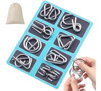 Montessori - Jeu de 24 pièces pour promouvoir la pensée spatiale, puzzles métalliques Brain Teaser - Jeu de puzzles en fil métallique - 24 pièces - Pour adultes - Bleu