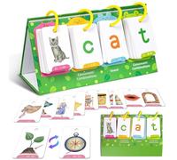 Montessori Jeu de cartes de jeu de mots pour apprendre à lire Montessori Word Building Desktop Pocket Tent Flash Cards Kit avec 129 cartes pour la lecture et l'orthographe phonique apprentissage