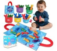 Montessori Jeu de pêche en tissu à partir de 1 an-Avec gobelets empilables et kit de sélection de couleurs-Premier cadeau d'anniversaire-Jouet éducatif de voyage avec activité