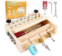 Montessori Jouet en bois à partir de 3, 4, 5 ans, jouet de motricité avec tournevis, tableau Busy Board avec t serrure, jouet éducatif, cadeau pour garçons et filles