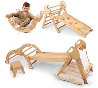 Montessori Kit d'escalade 5 en 1 : triangle d'escalade d'intérieur, arche d'escalade avec coussin, toboggan pour enfants et art ajouté, aire de jeux d'intérieur 1 à 3 ans