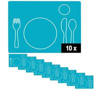 Montessori Lot de 10 sets de table lavables en silicone pour enfants Bleu 40 x 30 cm