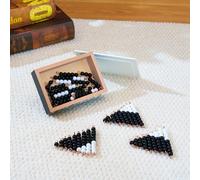 Montessori Lot de 5 escaliers à perles noires et blanches 1 à 9 avec boîte en bois de hêtre, perles acryliques, fil de cuivre, soustraction d'addition, introduction de nombres négatifs, manipulation