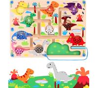 Montessori Magnetic Maze Toy for Ages 2-5 Years in Wood for Matching Colours,Educational Game for Learning to Match Colours and Count (Green)