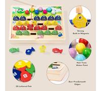 Montessori Magnetic Wooden Fishing Toy,2 in 1 Educational Toy Fine Motor Skills Learning to Count and Colors Gift Boys Girls Babies 2 3 4 Years Old