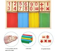 Montessori Mathematics Toy,Digital Game Sticks with Blocks and Counting Sticks,Child Mathematical Games Wood Sticks 3 Years and Above