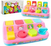 Montessori Pop-Up Cause and Effect Toy for 1-3 Year Old Babies,Interactive Development Toy with Button and Number,Early Educational Toy for Toddlers 9 12 18 Months