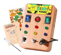 Montessori Sensory Switch Lock 16 LED Lights Music Box Natural Wooden Kids Toys Busy LED Switch Analog Circuit Board for Toddlers M