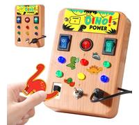 Montessori Sensory Switch Lock 16 LED Lights Music Box Natural Wooden Kids Toys Busy LED Switch Analog Circuit Board for Toddlers L