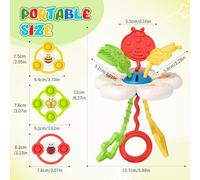 Montessori Silicone Activity Toy and 3 Suction Spinners Insect Theme with Gift Bag,Baby Sensory Travel Toy for 1 2 3 Years Toddler Boy Girl