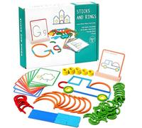 Montessori Smart Sticks, Wooden Sticks and Rings Puzzle Game, Enhance Focus & Imagination (2Set)