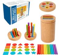 Montessori Sorting Toy,Wooden Montessori Toy,Sorting Cup Toy,Sorting and Counting Toy,Fine Motor Skills Toy,Educational Games for Baby (2-in-1)
