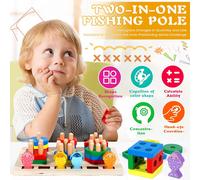 Montessori Stacking and Colour Sorting Games 1 2 3 Years 2 in 1 Montessori Shape Sorter Toys Magnetic Fishing Game Shape Sorting Puzzles Christmas Gift for Boys Girls 1 2 3 Years