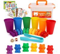 Montessori Toy 3 4 5 Years Colour Count Bears 82 Pieces Classification and Counting Game Preschool Learning STEM Educational Toy Gift for Children Girls Boys