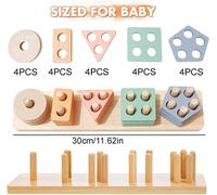 Montessori Toy 3 Years-Wooden Sorting and Stacking Toys,Wooden Stacking Toy,Montessori Toys from 1 2 3 Years Old Baby Toy Wooden Puzzles-Montessori Toy to Stacking and Sorting