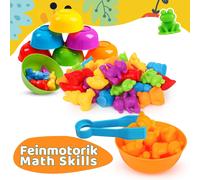 Montessori Toy Ages 3+,Montessori Toy Ages 3 4 5 6 Years Old Stem Math Toy with Matching Cups and Tweezers,Fine Motor Skills,Math Skills,Colors for