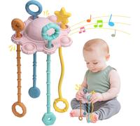Montessori Toy-Baby Games for Fine Motor Skills,100% Food Grade Silicone with Built-in Rattle Function and Easy Clean Design (Powdered)