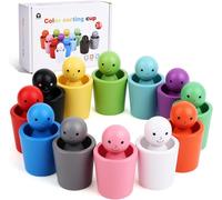 Montessori Toy for Ages 3+-Wooden Sorting-12 Rainbow Wooden Balls in Cups-Wooden Toy for Counting and Sorting-Colour Learning-Gift from 2 to 5 Years