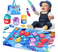 Montessori Toy for Kids 1-2 Years Old Baby Fishing Game 6-12 12-18 Months Fish Educational Games Sorting Motor Skills Toy Birthday Gift for Boys and Girls