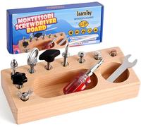 Montessori Toy from 1 Year-Wooden Screw Board for Fine Motor Skills-Educational Toy for Baby and 2 Year Old-Travel Toy with Tools