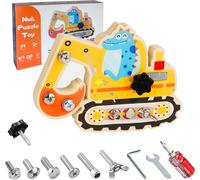 Montessori Toy from 2 Years,Montessori Screw-On Board for Ages 3,4,5 Years,Educational Toy,Fine Motor Skills,Excavator for Children with Cute Animal Elements