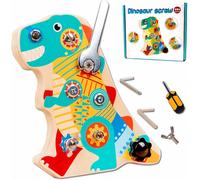 Montessori Toy Wooden Screw Board for 3 4 5 Year Old Kids Dinosaur Toy Screw Motor Skills Toy Gifts for Boys