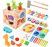 Montessori Toys 1 2 3 4 Years Old Montessori Games Wooden Toys 8 in 1 Montessori Games Cubes Activity Educational Toy Child with Carrot Harvest,Magnetic Fishing Game,etc