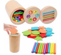 Montessori Toys 1 Year Old,Montessori 2 in 1 Wooden Toys for 1-3 Year Old,Color and Shape Sorting Toy,Baby Toy,Sensory Toy,Sensory Toy,Develop Motor Skills Toys