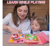 Montessori Toys Backpack,Busy Board Heiress Montessori Toy,Activity Board Educational Toy Sensory Preschool Gift for Child Boy Girl 2 3 4 Years (Pink)