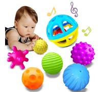 Montessori Toys - Balles sensorielles pour Tout-Petits de 1 à 3 Ans avec hochet Facile à Attraper - Jouets sensoriels Montessori pour bébés de 6 à 12 Mois - 7 pièces