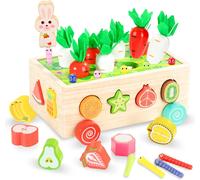 Montessori Toys for Babies 1 2 3 4 Years,7 in 1 Wooden Ferm Games Carrot Harvest,Magnetic Fishing,Sorting & Stacking,Educational Toy Gifts for Toddlers Boys and Girls