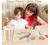 Montessori Toys for Children,Wooden Baby Toy,Sorting and Stacking Game of Coloured Sticks,Fine Motor Skills Games,Educational Learning Toys for 1,2 and 3 Years (Macaroons)