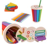 Montessori Toys for Children,Wooden Baby Toy,Sorting and Stacking Game of Coloured Sticks,Fine Motor Skills Games,Educational Learning Toys for 1,2 and 3 Years (Colour)