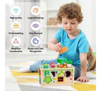 Montessori Toys,Montessori Games Wooden Toys,8 in 1 Baby Handkerchief Box,Educational Toy for Children with Montessori Tissue Box,Carrot Harvest,Magnetic Fishing Game,etc