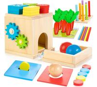 Montessori Toys Set 8-in-1 Activity Cube Shape Sorting Stacking Permanent Object Magnetic Box Play Cube Preschool Educational Learning Toy Gift for Toddler Boy Girl Age 1+