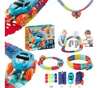 Montessori Track - Ultra-Flexible Machine Track, Ensemble De Pistes De Voiture à Gravité Zéro, Piste Modifiable avec Voiture De Course Lumineuse à LED (46PCS)