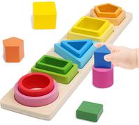 Montessori Wooden Puzzle Stacking Sorting Toy for Children 1 2 3 Years Old Learning Colors Educational Gift for Boys and Girls