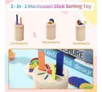 Montessori Wooden Toy 1 2 3 Year Old Montessori Game Fine Motor Skills Educational Game Educational Sensory Toy for Baby,Gift to Learn to Count and Colour for Children 3 Years Older