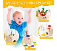 Montessori Wooden Toys 1 Year Old Baby,5 in 1 Baby Activity Cube,Sorting Game,Wooden Carrot Puzzle,Christmas Gifts Children Birthday Games,Children's Games 12 18 Months