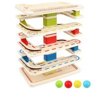 Montessorii - Tour de lancement et de rotation à billes avec 8 niveaux et 4 balles, jeu de balle avec tour rotative à rampe | Jouets en bois pour jeunes