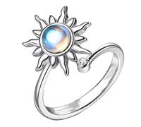 Montesy Bague anti-anxiété pour femme - Petit tournesol - Anneau rotatif anti-stress - Cadeau pour fille et femme, Adjustable opening, Cuivre, Aucune pierre précieuse
