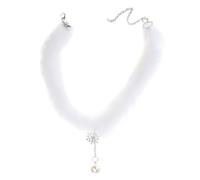 Montesy Élégant collier de mariage élégant collier ras du cou élégant collier pendentif flocon de neige collier peluche pour femme, 36+8cm, Fourrure en, Pas de gemme
